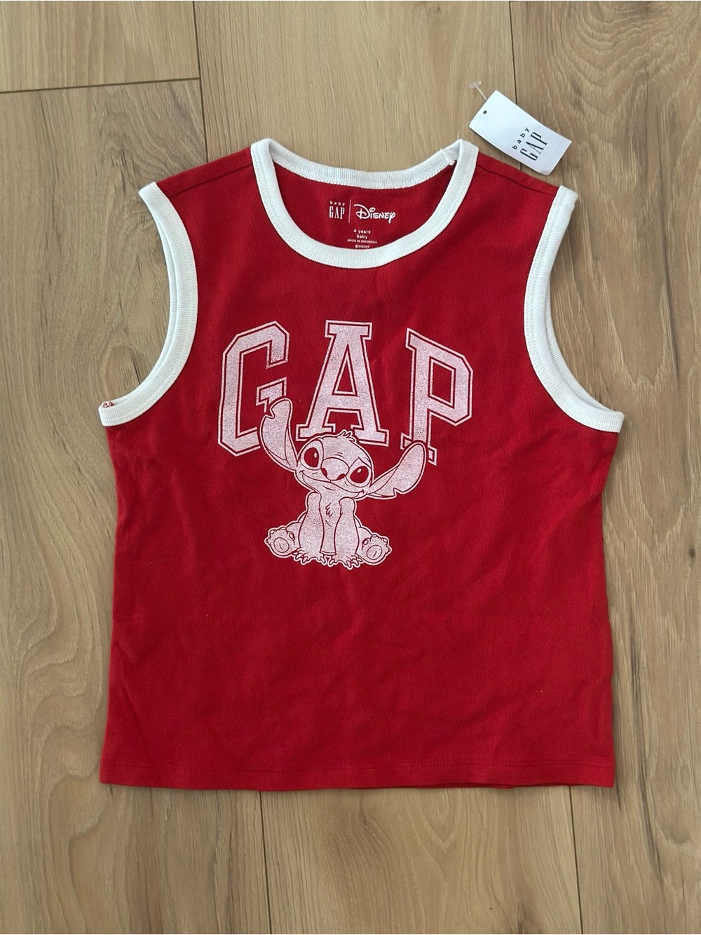NWT Baby Gap Disney Lilo & Stitch Red Ringer Tank Top Graphic Tee Size 4T